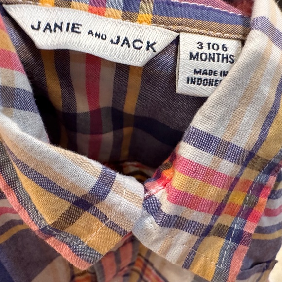 Janie and Jack plaid button up collared shirt 3-6 MO - Picture 2 of 2